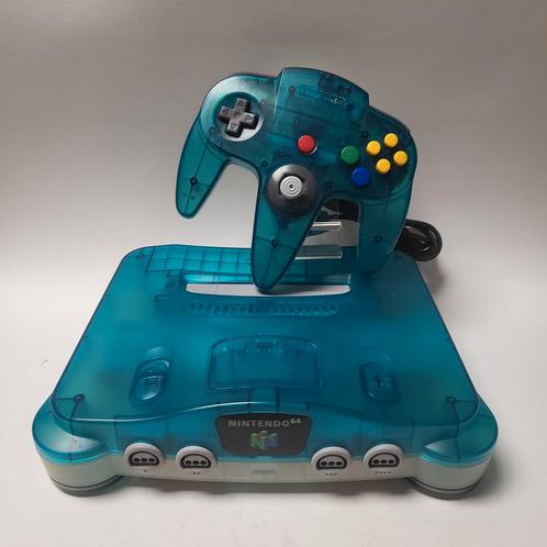 Clear Blue + Controller Nintendo 64, Games en Spelcomputers, Spelcomputers | Nintendo 64, Zo goed als nieuw, Ophalen of Verzenden