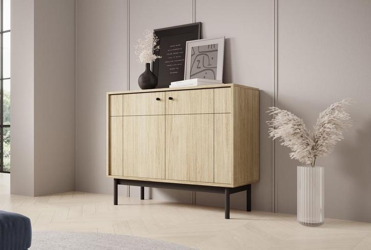 Meubella | Dressoir eiken 104cm | Opbergkast 2 deuren, Huis en Inrichting, Kasten | Dressoirs, 25 tot 50 cm, Nieuw, 100 tot 150 cm