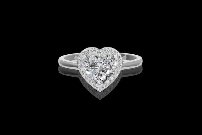 Ring - 14 karaat Witgoud - 2.18ct. tw. Diamant (Lab-grown) -, Handtassen en Accessoires, Ringen
