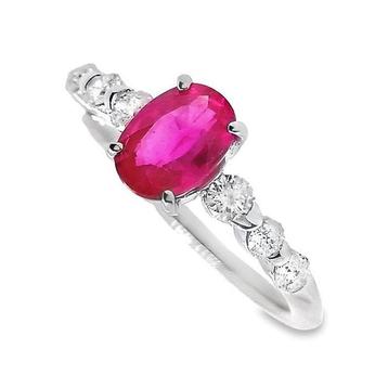 Bague de cocktail Platine -  1.45ct. tw. Saphir - Diamant