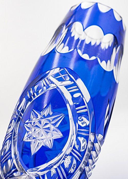 Haida Art Deco Faceted Cobalt Crystal Glass Vase 1920 - Vaas, Antiek en Kunst, Curiosa en Brocante