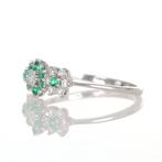 Zonder Minimumprijs - Ring - 18 karaat Witgoud Smaragd -