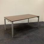 Verstelbaar bureau 180x90 cm, Donker bruin blad - grijs, Bureau