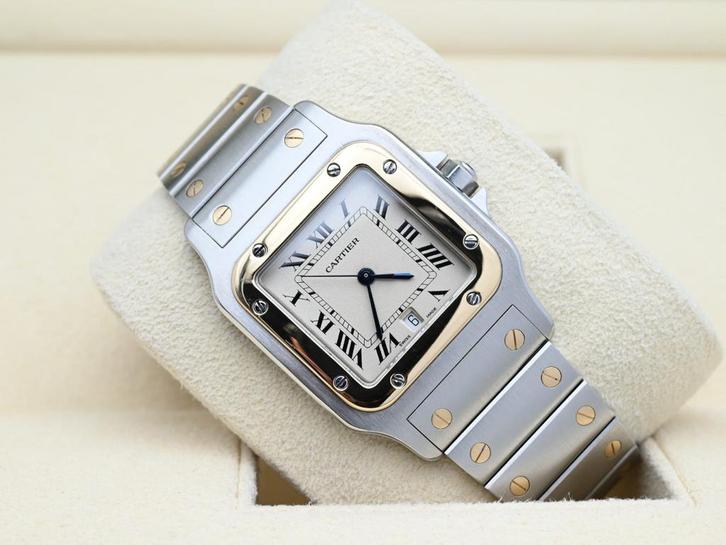 Cartier Santos Ref. 187901 Year 2000s (Box), Handtassen en Accessoires, Horloges | Heren, Goud, Zo goed als nieuw, Goud, Overige merken