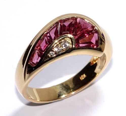 Bague - 18 carats Or jaune -  1.06ct. tw. Tourmaline -, Handtassen en Accessoires, Ringen
