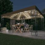 vidaXL Prieel met dubbel dak en LED-lichtslinger 3x4 m taupe, Tuin en Terras, Partytenten, Verzenden, Nieuw