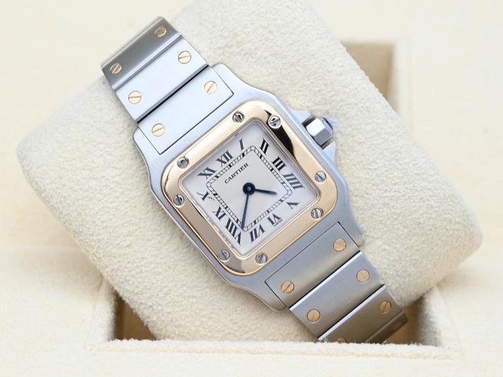 Cartier Santos Ref. 1567 Year 1995 (Full Set), Handtassen en Accessoires, Horloges | Dames, Goud, Zo goed als nieuw, Goud, Overige merken