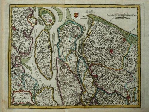 Pays-Bas, Carte - Hollande méridionale, Delfland, Schieland;, Livres, Atlas & Cartes géographiques