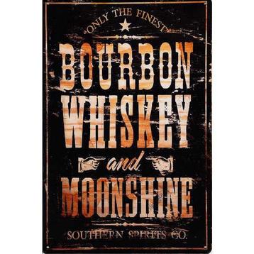 Wandbord reclamebord schild Bourbon Whiskey Moonshine bord, Verzamelen, Verzenden, Huis en Inrichting