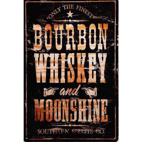 Wandbord reclamebord schild Bourbon Whiskey Moonshine bord, Verzamelen, Retro, Huis en Inrichting, Verzenden