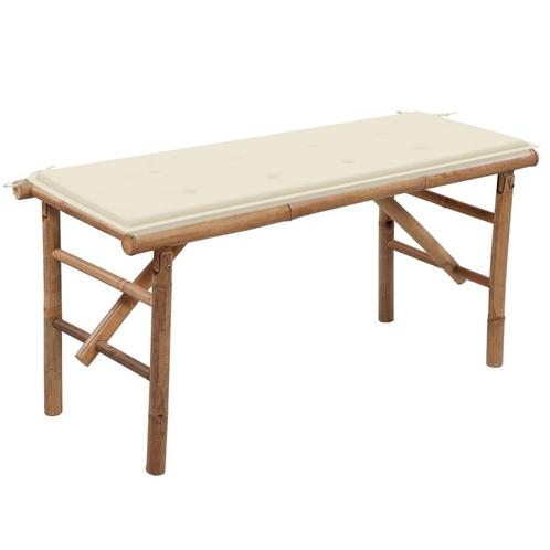 vidaXL Tuinbank inklapbaar met kussen 118 cm bamboe, Tuin en Terras, Tuinsets en Loungesets, Nieuw, Verzenden