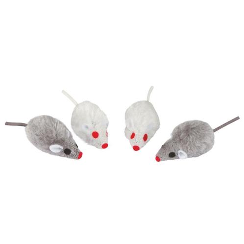 Muis grijs-wit 5cm, 4st.-zak - kerbl, Dieren en Toebehoren, Katten-accessoires, Nieuw