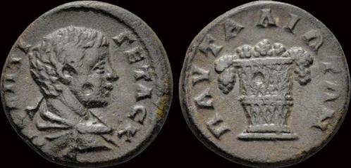 198-209ad Thrace Pautalia Geta, as Caesar Ae17 basket con..., Postzegels en Munten, Munten en Bankbiljetten | Verzamelingen, Verzenden