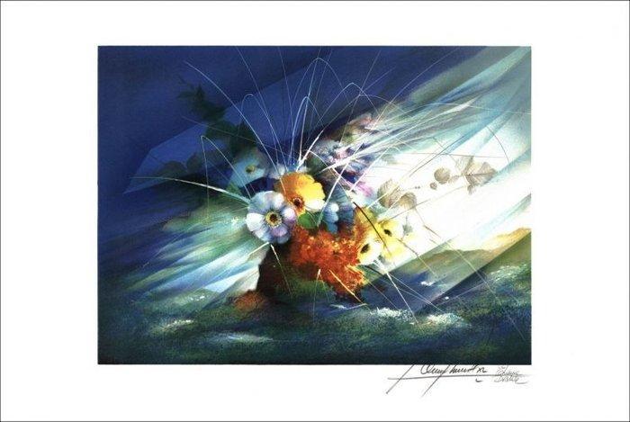 Raymond Poulet (1934) - Lot de 3 lithographies : Multiflor,, Antiquités & Art, Antiquités | Autres Antiquités