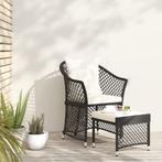 vidaXL 2-delige Loungeset met kussens poly rattan zwart, Tuin en Terras, Verzenden, Nieuw, Loungeset