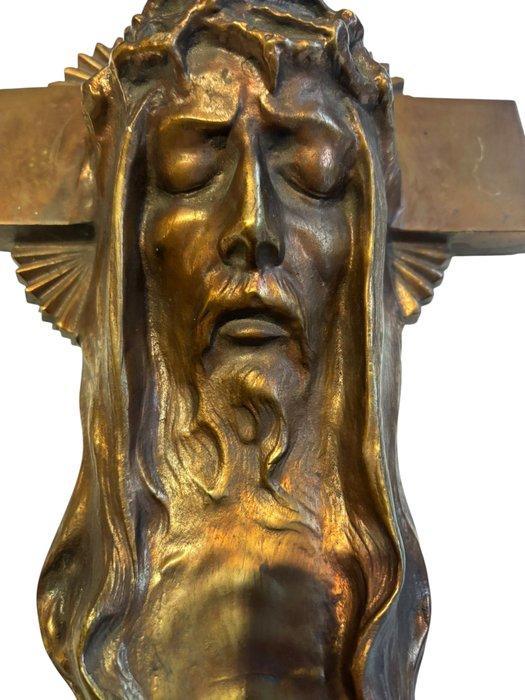 Hoofd - Jezus kruis - 35 cm - 2 kg - Messing, Antiquités & Art, Antiquités | Livres & Manuscrits