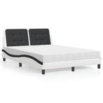 vidaXL Bed met matras kunstleer wit en zwart 140x190 cm, Nieuw, Verzenden