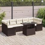 vidaXL Tuinbank Set met kussen 8 pcs Bruin poly rattan, Verzenden, Nieuw