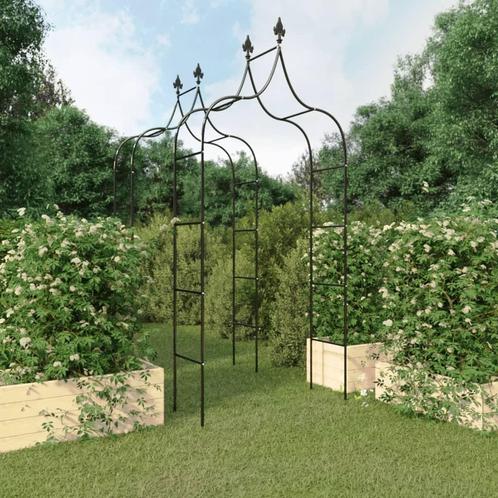 vidaXL Tuinbogen 2 st 120x38x260 cm staal zwart, Tuin en Terras, Palen, Balken en Planken, Nieuw, Verzenden