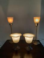 Tafellamp (4) - Messing - Metaal - Glas., Antiek en Kunst, Curiosa en Brocante