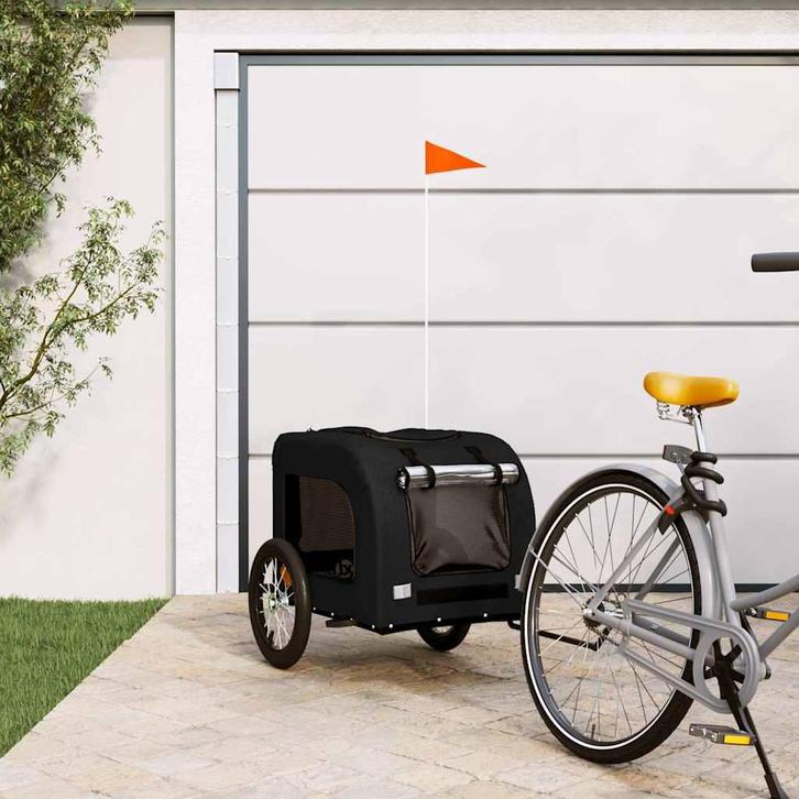 vidaXL Hondenfietstrailer oxford stof en ijzer zwart, Dieren en Toebehoren, Overige Dieren-accessoires, Nieuw, Verzenden