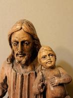 Beeld - St Josef met Kind - Glazen Ogen - 35,5 cm - Hout -