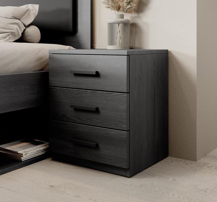 Nachtkastje antraciet eiken 46x41x56 Bedkast, Huis en Inrichting, Kasten | Overige, Nieuw, Verzenden