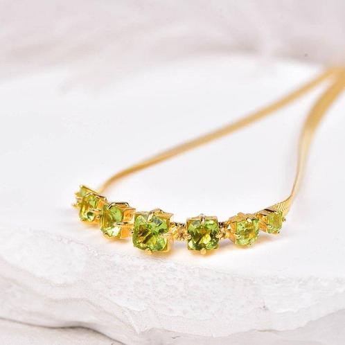 Zonder Minimumprijs - Halsketting Zilver - Peridot -, Handtassen en Accessoires, Kettingen