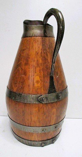 Kruik - Koper, Eikenhout , Metaal - Uitzonderlijk grote, Antiek en Kunst, Curiosa en Brocante
