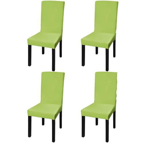 vidaXL Stoelhoezen 4 st stretch recht groen, Jardin & Terrasse, Accessoires mobilier de jardin, Envoi