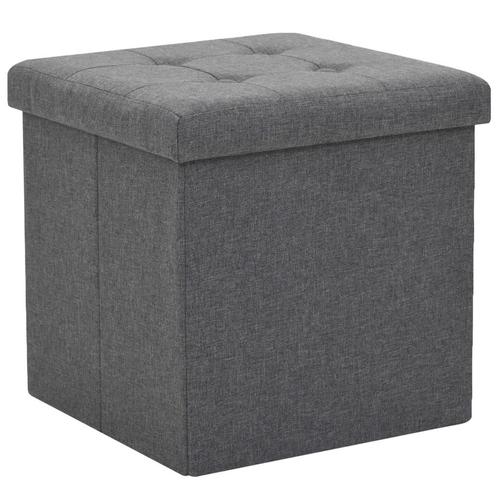 vidaXL Tabouret de rangement pliable Gris foncé Faux lin, Maison & Meubles, Chaises, Neuf, Envoi