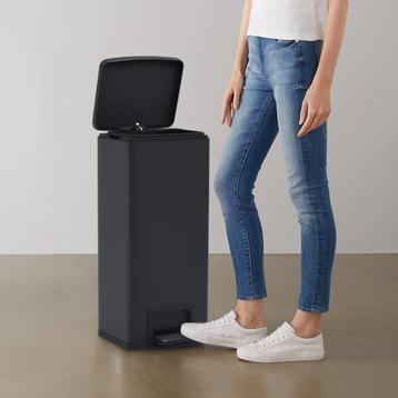 vidaXL Pedaalemmer met anti-vingerafdruk 30 L RVS zwart, Verzenden