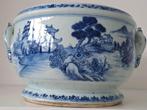 Pot - Fijne en zeldzame Chinese blauw-witte ronde pot met, Antiquités & Art