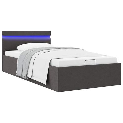 vidaXL Bedframe met opbergruimte en LED stof donkergrijs, Huis en Inrichting, Slaapkamer | Bedden, Nieuw, Verzenden