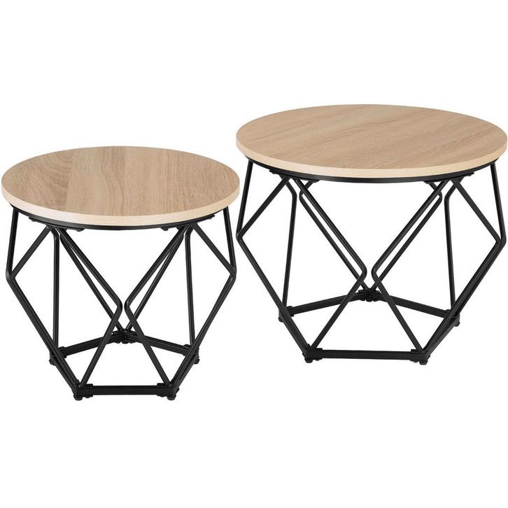 tectake 2 Benham salontafels - Industrieel licht hout, eiken, Huis en Inrichting, Tafels | Salontafels, Verzenden