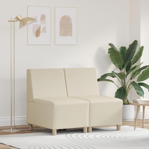 vidaXL Sofa Stoelen 2 pcs Crème 55 x 74 x 82 cm Kunstleer, Huis en Inrichting, Zetels | Zetels, Nieuw, Verzenden