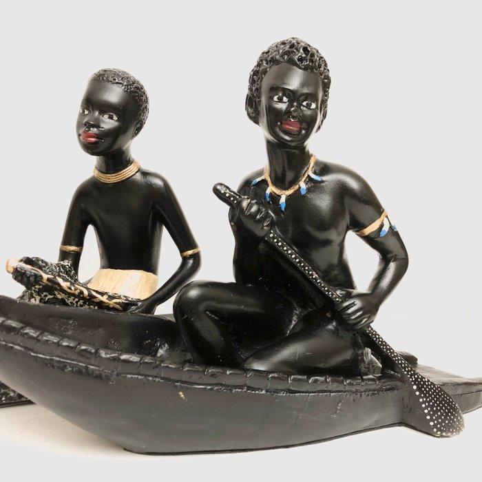 Artsibel - Tafellamp met beeldje (2) - Gips - Afrikaanse, Antiek en Kunst, Kunst | Designobjecten