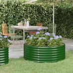 vidaXL Plantenbak 100x100x36 cm gepoedercoat staal groen, Tuin en Terras, Verzenden, Nieuw