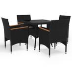 vidaXL 5-delige Tuinset poly rattan en acaciahout zwart, Tuin en Terras, Tuinsets en Loungesets, Verzenden, Nieuw, Tuinset