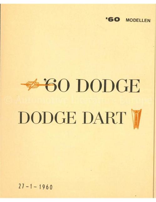 1960 DODGE DART BROCHURE NEDERLANDS, Livres, Autos | Brochures & Magazines, Enlèvement ou Envoi