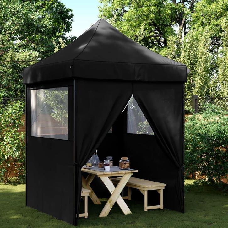 vidaXL Partytent inklapbaar pop-up met 4 zijwanden zwart, Tuin en Terras, Partytenten, Nieuw, Verzenden