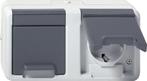 Gira Dubbele Schuko Stopcontact Met Scharnierende Afdekking, Doe-het-zelf en Bouw, Elektriciteit en Kabels, Verzenden, Nieuw