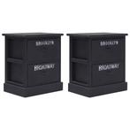 vidaXL Nachtkastjes 2 st 38x28x45 cm paulowniahout zwart, Huis en Inrichting, Verzenden, Nieuw