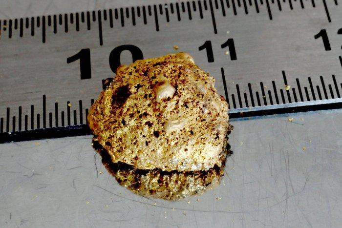 Goud Of Natif, goudgele balletje, of sponsachtig- 1.1 g -, Verzamelen, Mineralen en Fossielen