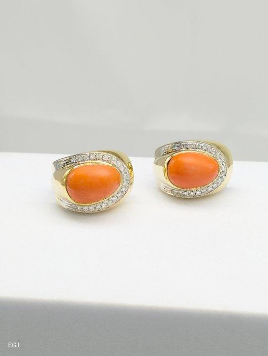 Salvini - Oorbellen - 18 karaat Witgoud, Geel goud Koraal -, Handtassen en Accessoires, Oorbellen