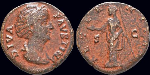 Died 140/1ad Roman Diva Faustina I Ae As or dupondius Jun..., Postzegels en Munten, Munten en Bankbiljetten | Verzamelingen, Verzenden
