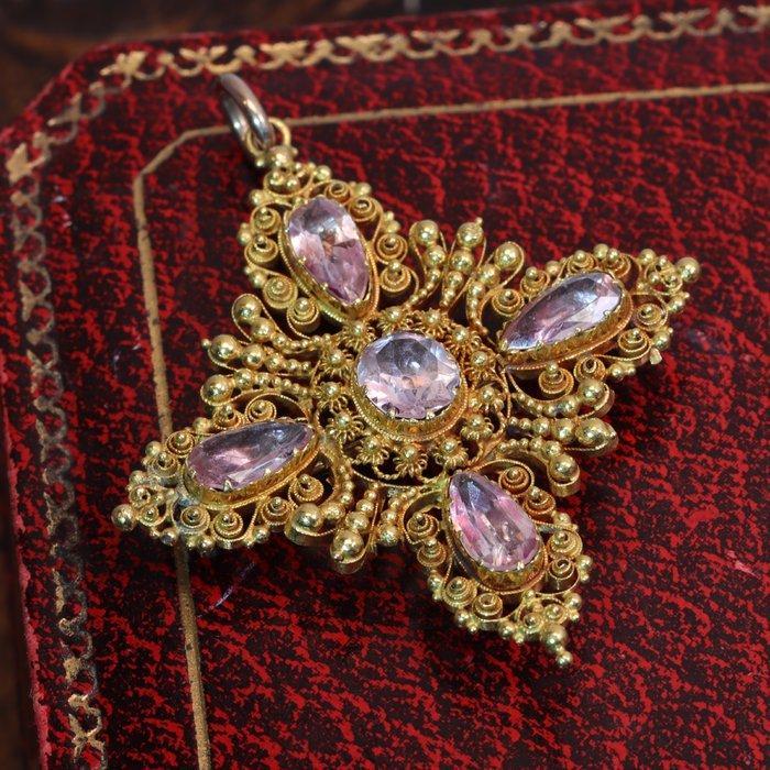 Pendentif - 14 carats Or jaune - Topaz, Antique 1840, Bijoux, Sacs & Beauté, Bijoux anciens