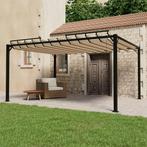 vidaXL Prieel met lamellendak 3x4 m stof en aluminium taupe, Tuin en Terras, Partytenten, Verzenden, Nieuw