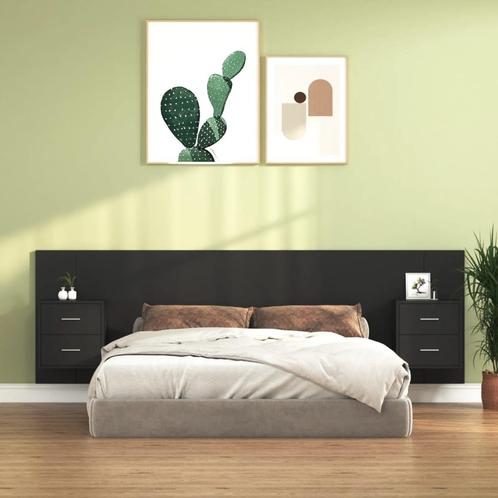 vidaXL Hoofdbord met kastjes bewerkt hout zwart, Maison & Meubles, Chambre à coucher | Lits, Envoi