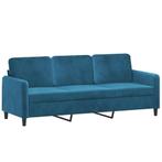 Driezitsbank 180cm Blauw Fluweel | Retour Deal | 35% Korting, Huis en Inrichting, Overige materialen, Gebruikt, Verzenden, 150 tot 200 cm